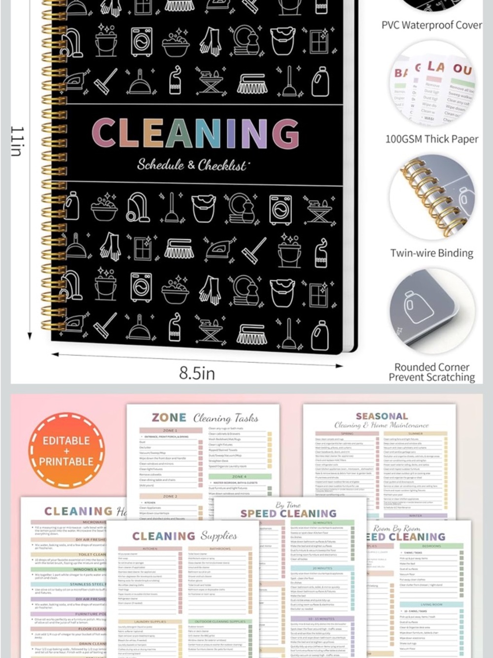 ADHD Cleaning Schedule & Checklist Notebook